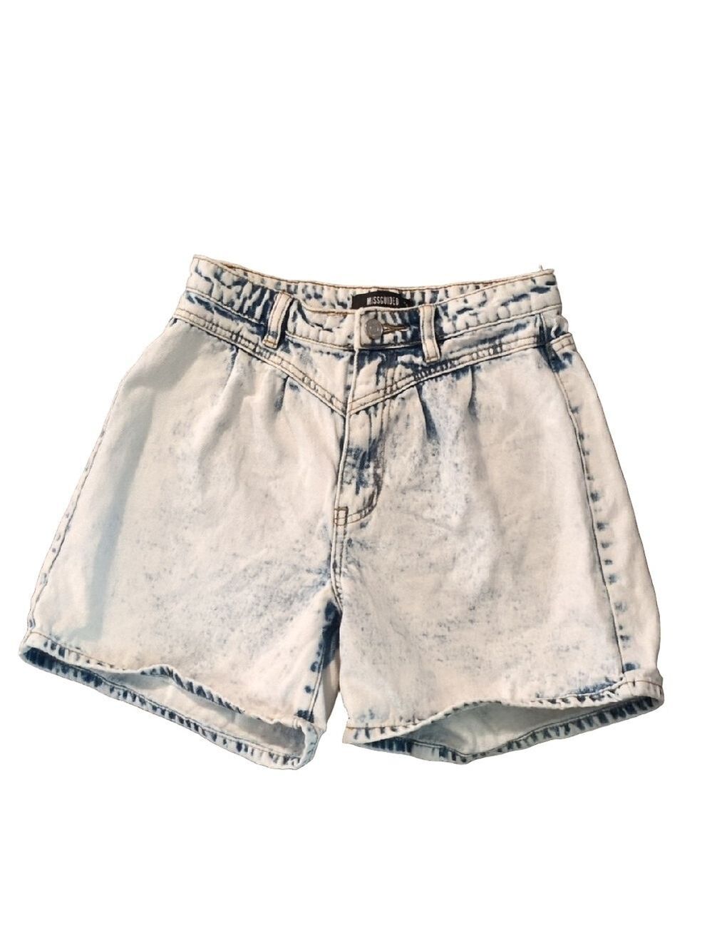Missguided Acid Wash Blue Denim Shorts Size 4